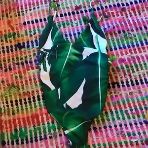Jungle leaf print  one piece swimmsuit